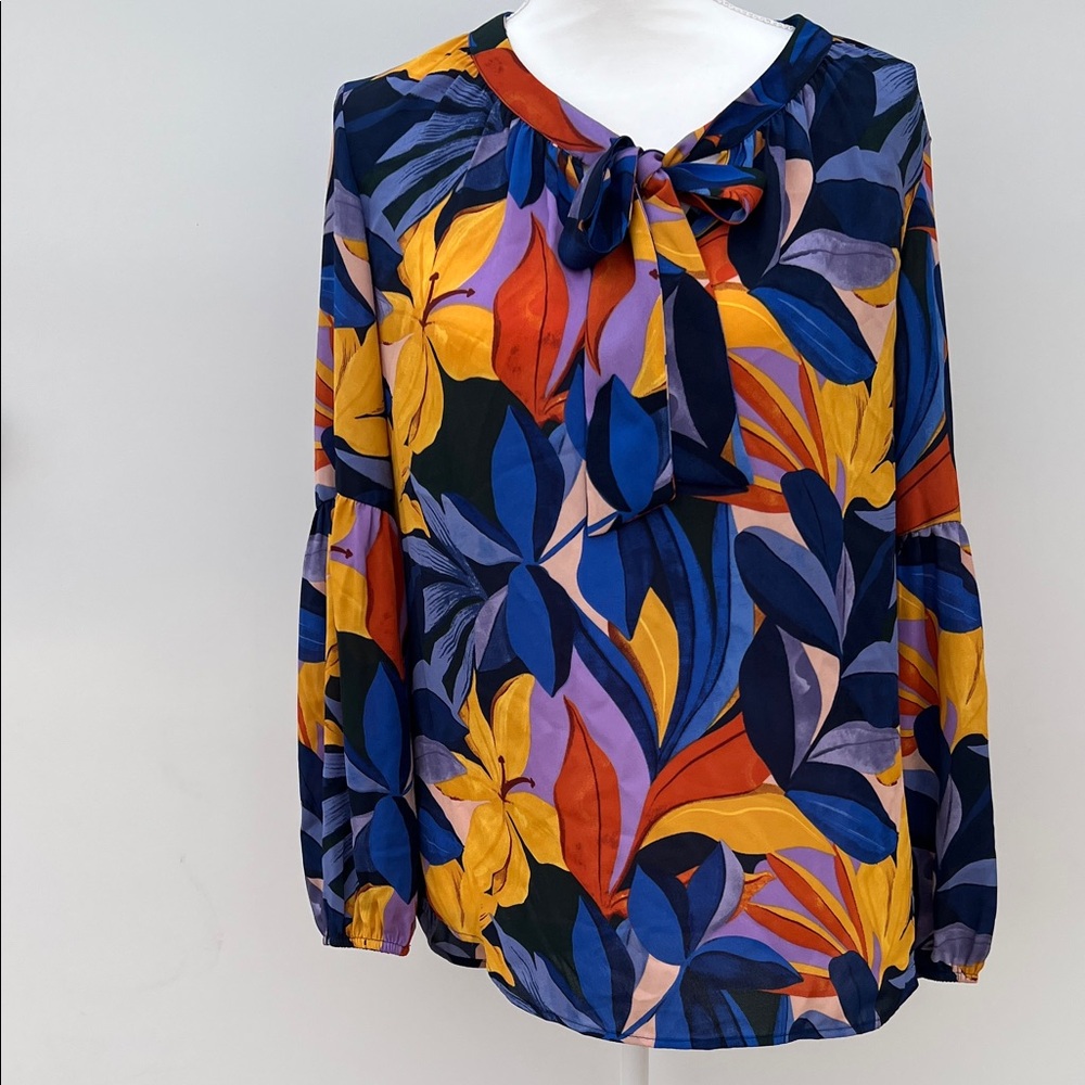 Colorful Leaf Print Women's Blouse